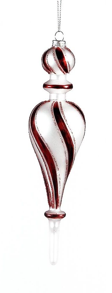 20cm red/white striped glass icicle ornaments, 1ΤΜΧ-Design B