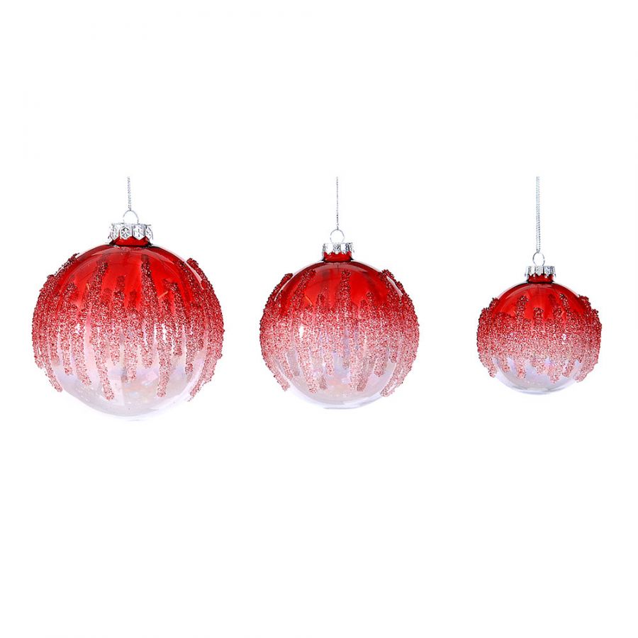 12/72-10cm Clear/red ball with beads