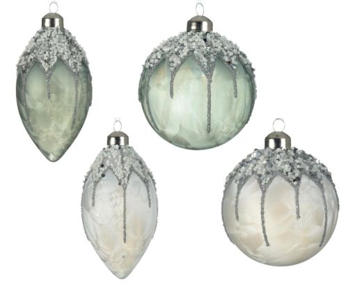 Ornament glass silver inside w matt color,ice lacquer beads,sequins,glitter 1ΤΜΧ