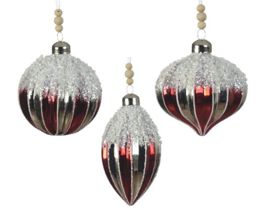 Ornament glass silver inside w shiny color glitter on top 1ΤΜΧ