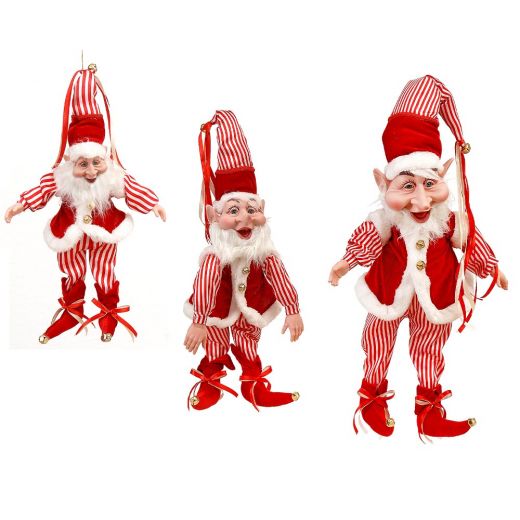 Χριστουγεννιάτικο διακοσμητικό, κόκκινο/άσπρο ξωτικό, 40cm