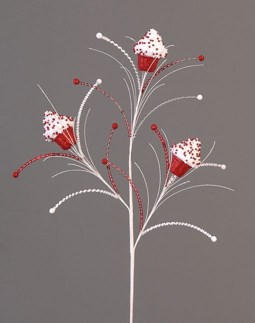 6/36-82cm Branch w/glitter red & white