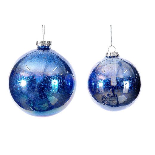 12/72-10cm clear ball with blue glitter