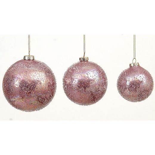 Χριστουγεννιάτικη μπάλα, σκούρο ρόζ, γυάλινη, 8cm