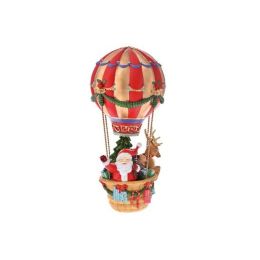 Χριστουγεννιάτικο διακοσμητικό, αερόστατο με Αγ. Βασίλη, polyresin,18x18x42cm