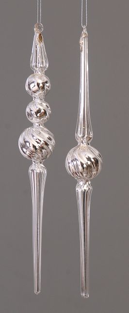 29cm Glass silver icicle orn / ΤΙΜΗ ΤΕΜΑΧΙΟΥ