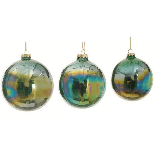 Χριστουγεννιάτικη μπάλα, γυάλινη, σκούρο πράσινο, 8cm
