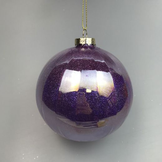 12/48-10cm Glass shiny purple ball