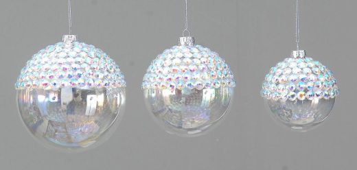 12/48-10cm Glass transp. ball w/transp. Beads
