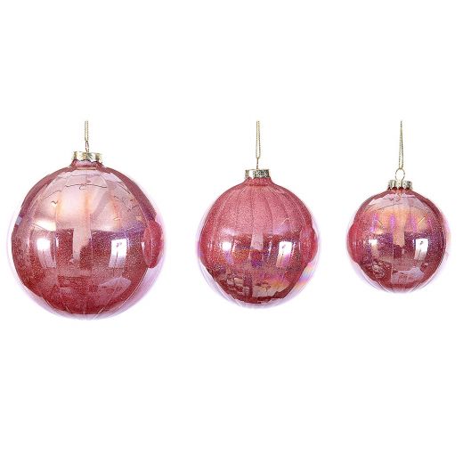 12/48-10cm Glass shiny light pink ball