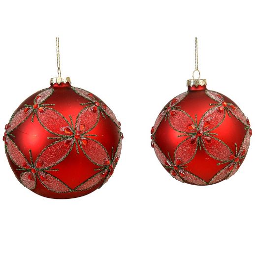 Χριστουγεννιάτικη μπάλα, γυάλινη, κόκκινη, 10cm 