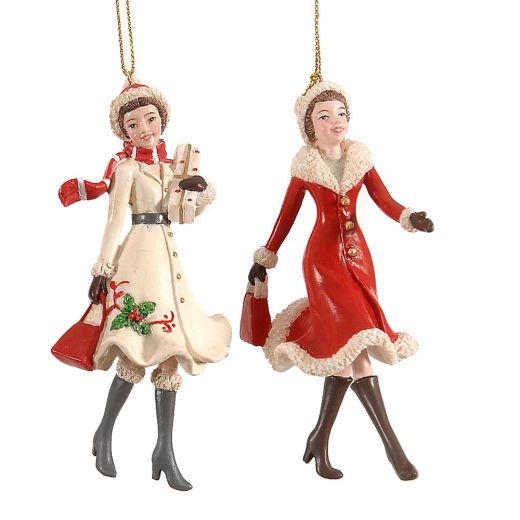 Χριστουγεννιάτικο στολίδι, κρεμαστό, Shopping Lady, 12cm