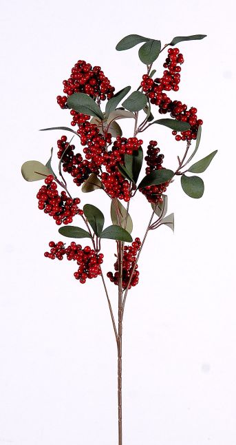12/48-88cm Branch w/red berries & green leaves