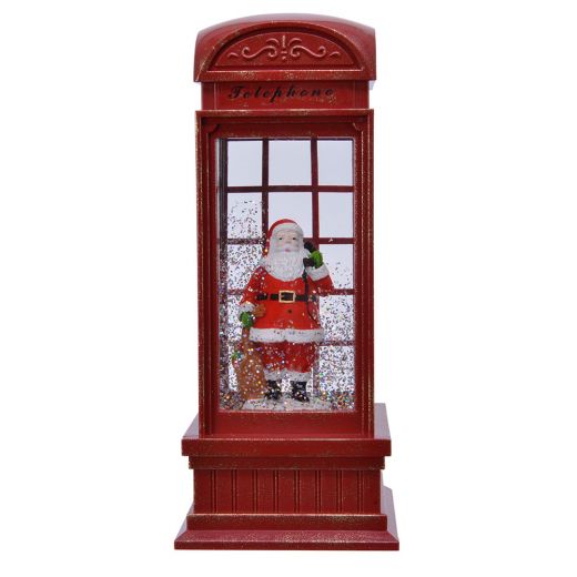 Χριστουγεννιάτικο διακοσμητικό, φωτιζόμενος λονδρέζικος τηλεφωνικός θάλαμος, 25cm