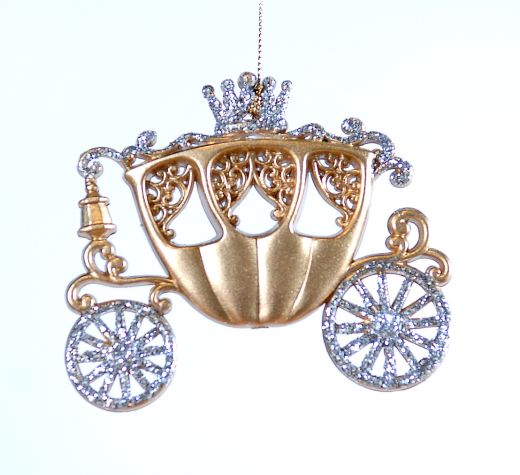 12/144-10cm Gold acrylic w/silver glitter royal carriage