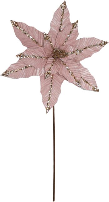 12/288-50cm Branch w/pink flower & glittered details