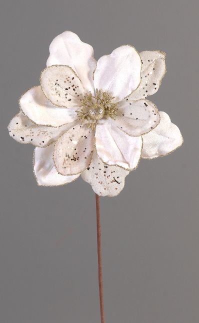 12/288-50cm Branch w/ivory glittered flower