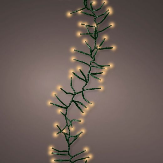 Χριστουγεννιάτικα φωτάκια, LED "φοίνικας", πράσινο καλώδιο, λευκό θερμό λαμπάκι, 6m