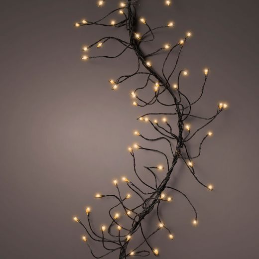Χριστουγεννιάτικα φωτάκια, LED "ψείρες", "φοίνικας", λευκό ημέρας φώς, μαύρο καλώδιο, 3m