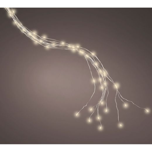 Χριστουγεννιάτικα φωτάκια, LED "ψείρες", με σύρμα ασημί, θερμό ημέρας, 2m