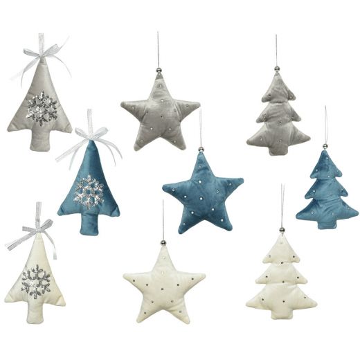 Χριστουγεννιάτικα στολίδια, σετ 3 ΤΕΜ, δέντρο/αστέρι, 13cm