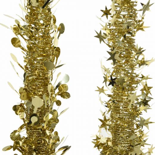 Χριστουγεννιάτικη γιρλάντα, από PVC, χρυσή με αστέρια, 7.5m