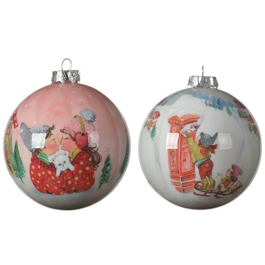 Χριστουγεννιάτικη μπάλα, σε δύο χρώματα: ροζ ή άσπρο, με σχέδιο