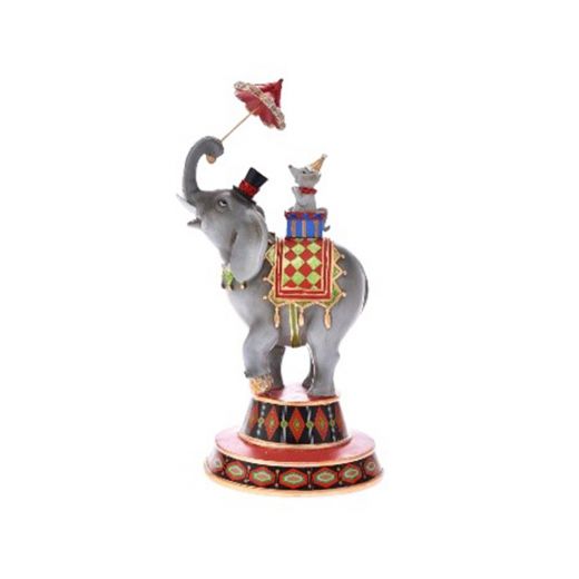 Χριστουγεννιάτικο διακοσμητικό, ελέφαντας τσίρκου, polyresin, 19x17x35cm