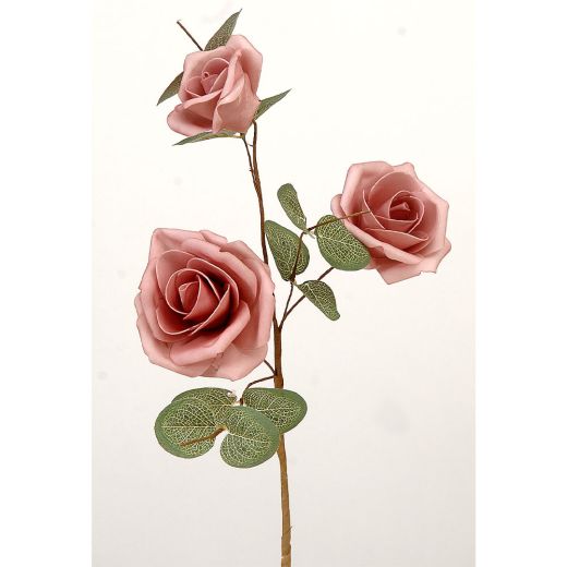 Χριστουγεννιάτικο κλαδί, με ρόζ τριαντάφυλλα, 46cm