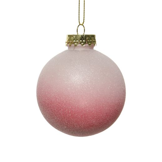 Χριστουγεννιάτικη μπάλα, αδιάβροχη, ροζ/λευκό, 8cm-Design B