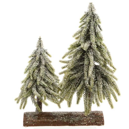Χριστουγεννιάτικο διακοσμητικό, δεντράκια, χιονισμένα, πράσινα, 28cm 