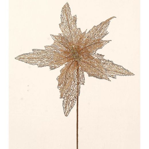 Χριστουγεννιάτικο λουλούδι, οργάντζα, χρυσό, 70cm