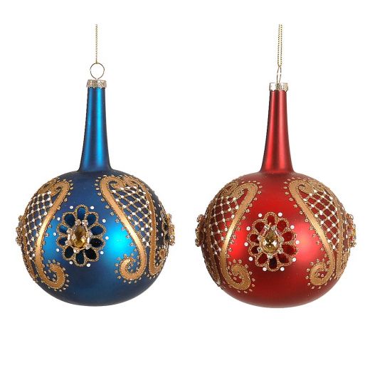 Χριστουγεννιάτικη μπάλα, 15cm, κόκκινο-μπλε-χρυσό