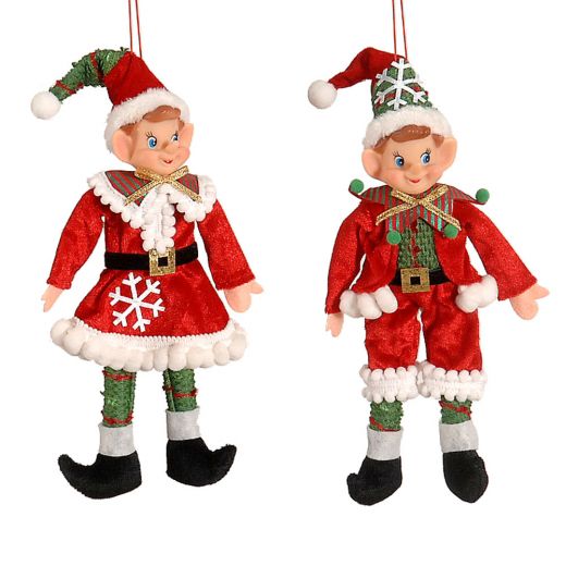 Χριστουγεννιάτικο διακοσμητικό, κρεμαστό, ξωτικό Αγ. Βασίλης από ύφασμα, 24cm