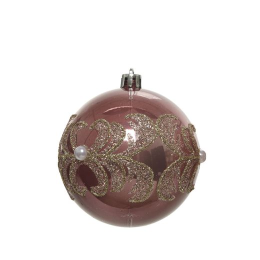 Χριστουγεννιάτικη μπάλα, αδιάβροχη με χρυσό γκλίτερ και πέρλες, 8cm