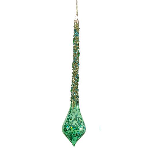 6/48-25cm Green glass finial ornament