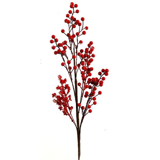 Χριστουγεννιάτικο κλαδί, με κόκκινα χιονισμένα berries, 68cm