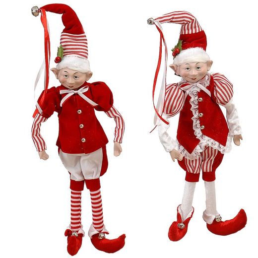 Χριστουγεννιάτικο διακοσμητικό, κόκκινο/άσπρο ξωτικό με ρίγες, 45cm 