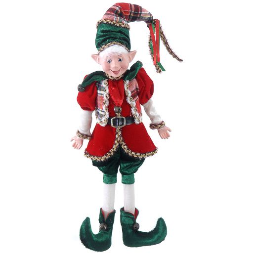 Χριστουγεννιάτικο διακοσμητικό, κρεμαστό, ξωτικό, κόκκινο/πράσινο/άσπρο, 45cm