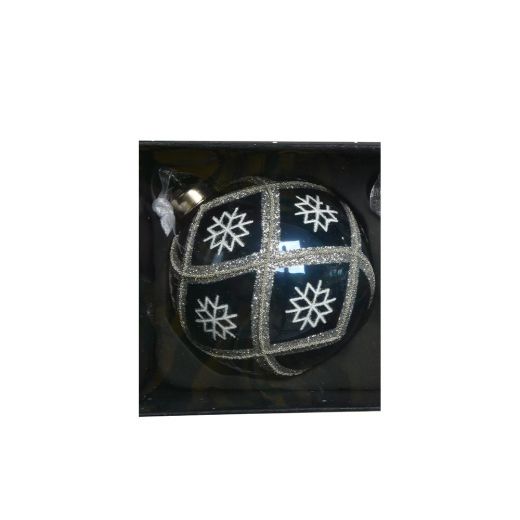 Χριστουγεννιάτικη μπάλα, γυάλινη με γκλίτερ σε τρία χρώματα, 8cm-Design A