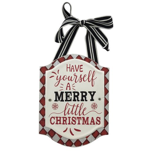 Χριστουγεννιάτικο στολίδι, ξύλινο ταμπελάκι, "Merry Little Christmas", 13cm