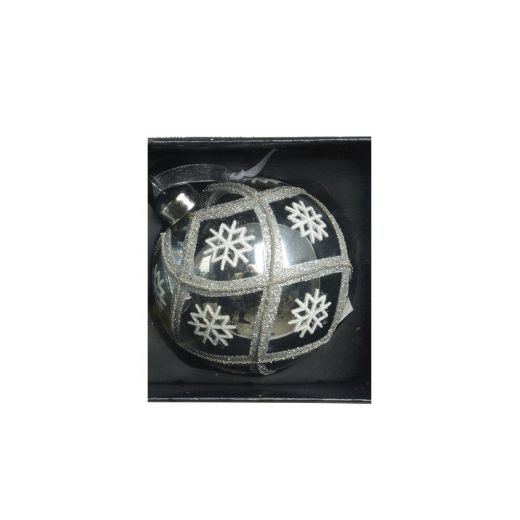 Χριστουγεννιάτικη μπάλα, γυάλινη με γκλίτερ σε τρία χρώματα, 8cm-Design C