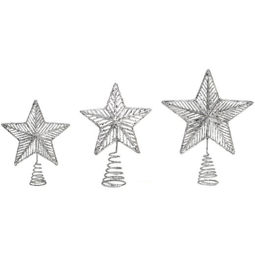 Χριστουγεννιάτικο διακοσμητικό, ασημί αστέρι, κορυφή δέντρου, 30cm