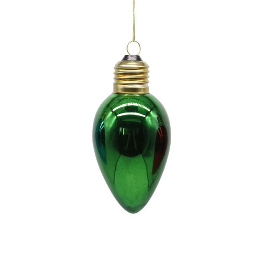 Χριστουγεννιάτικο στολίδι, κρεμαστό, γυάλινη λάμπα, vintage-Πράσινο