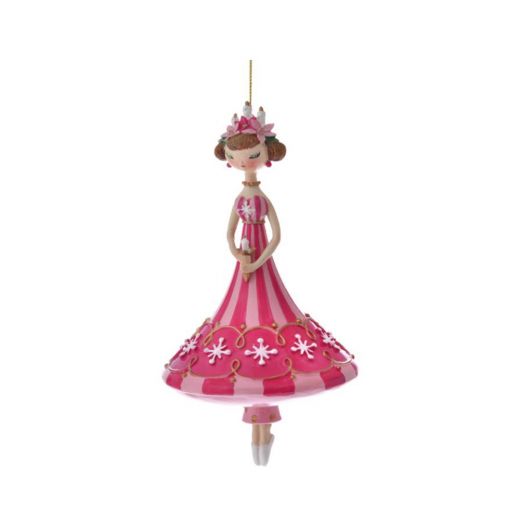 Χριστουγεννιάτικο στολίδι, μπαλαρίνα ροζ, κρεμαστό, 18cm 