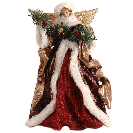 Χριστουγεννιάτικο διακοσμητικό, κόκκινος/χρυσός άγγελος, κορυφή δέντρου, 34cm