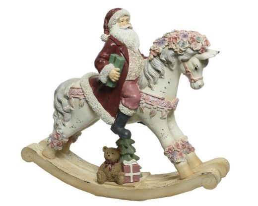 Santa polyresin rocking horse xmas tree-bear-santa