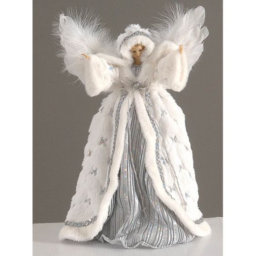 Χριστουγεννιάτικο διακοσμητικό, άσπρος άγγελος με φτερά από πούπουλα, 42cm