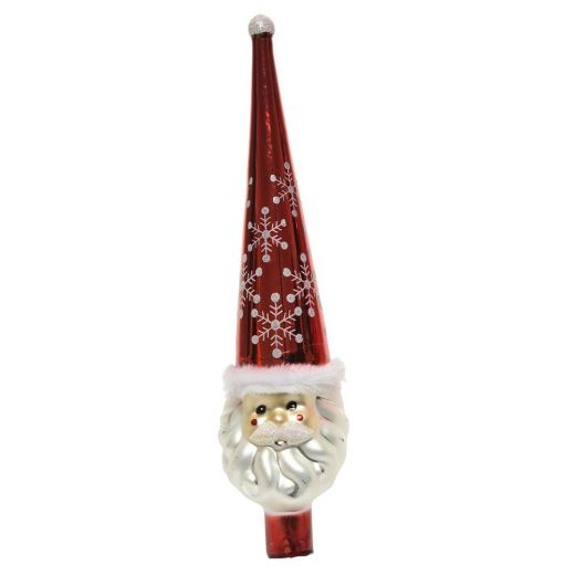 Χριστουγεννιάτικο διακοσμητικό, γυάλινο, κορυφή δέντρου, γυαλιστερό, 30cm-Design A