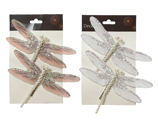 Butterfly velvet w glitter- sequins- pearls on clip 2col ass